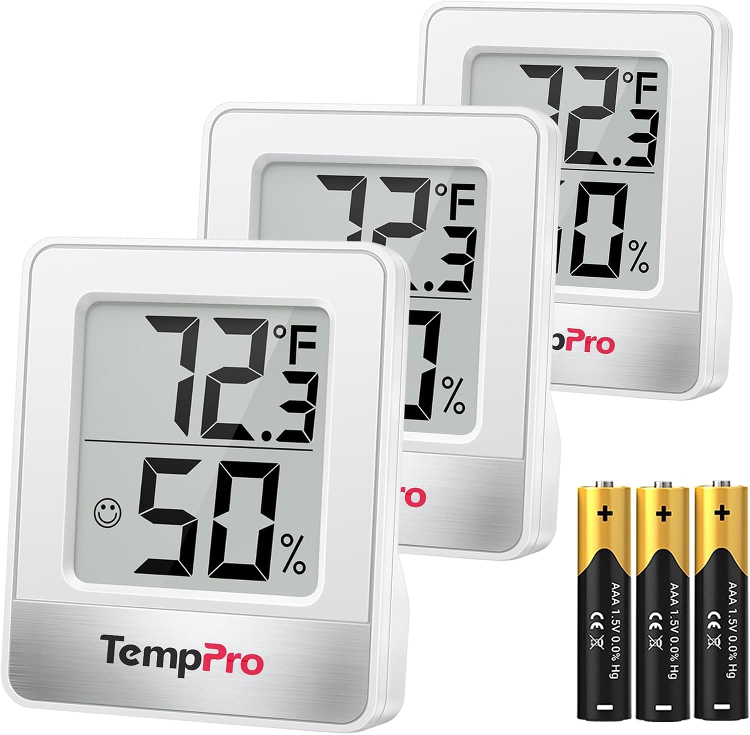 TempPro TP49 Digital Hygrometer, 3-pack